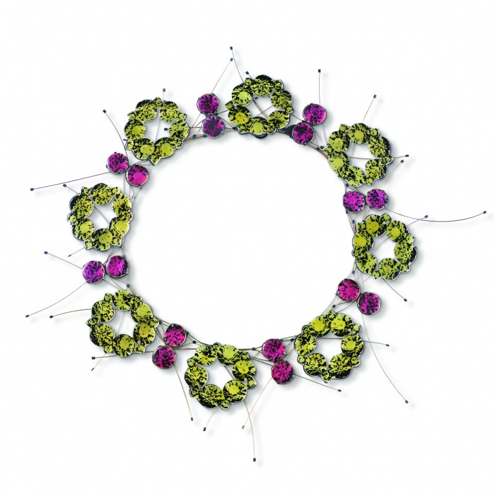 Grean Wreath Necklace from the Rhinestones jewelry series by artist Kathleen Browne